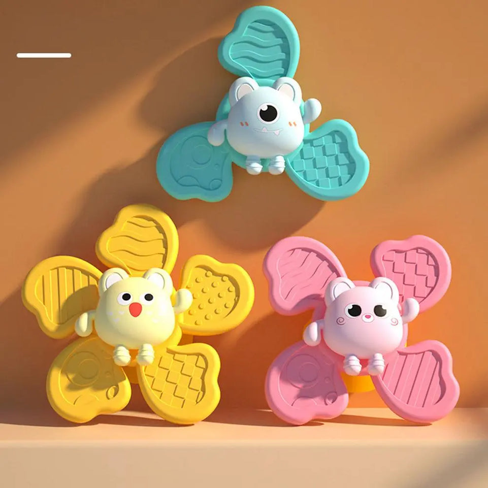 1pc Baby Bath Toys Funny Bathing Sucker Spinner Suction Cup Cartoon Rattles Fidget Educational Toys For Children Boys Gift