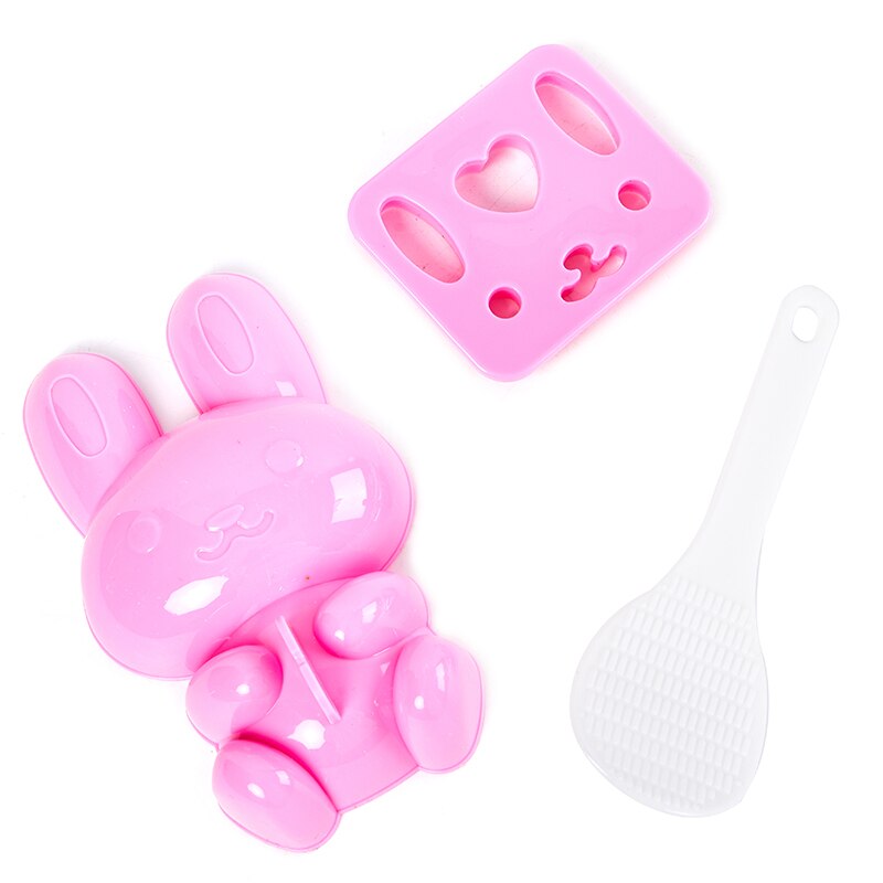 3Pcs/Set Cute Rabbit Sushi Mold DIY Sandwich Rice Ball Molds With Spoon Baby Kids Breakfast Mold Sushi Bento Accessoires